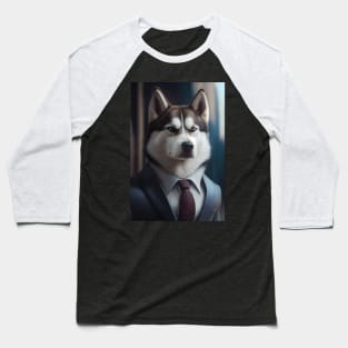 Adorable Husky Dog Wearing A Suit - Unique Wildlife Graphic For Fashion Lovers Baseball T-Shirt